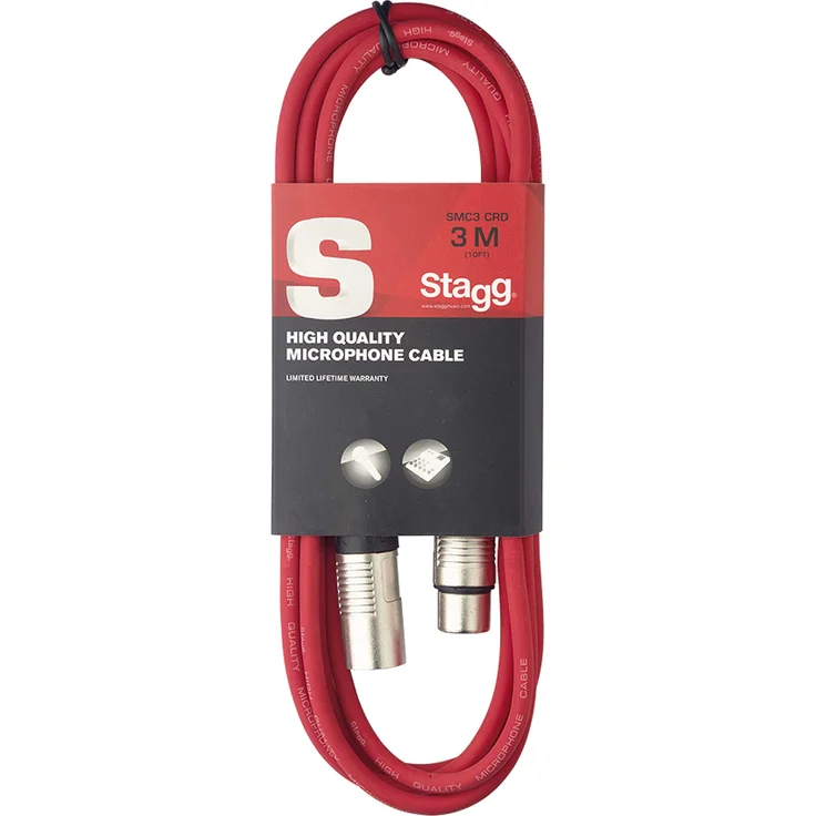 Stagg 3 m hochwertigen XLR-auf XLR-Stecker Mikrofon Kabel rot – Bild 1
