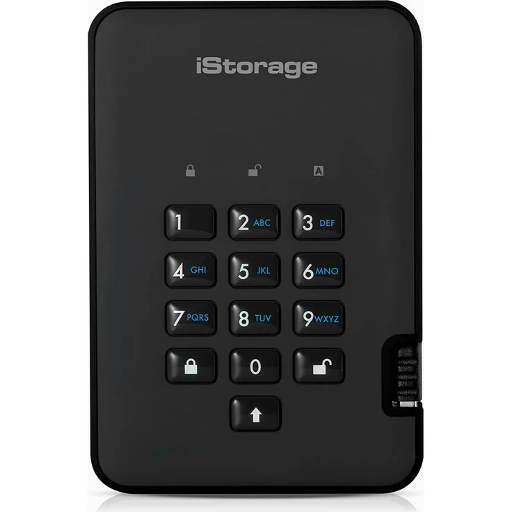 iStorage diskAshur² - Festplatte - verschlüsselt - 1 TB - extern (tragbar) - USB 3.1 Gen 1 - 5400 rpm - Puffer: 8 MB - 256-Bit-AES, FIPS 197 - Phantomschwarz (IS-DA2-256-1000-B) – Bild 1