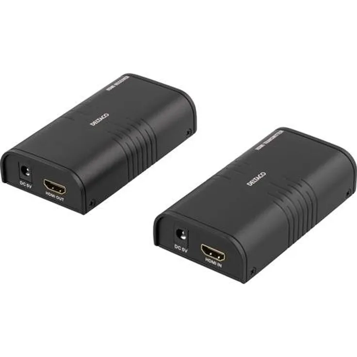 DELTACO HDMI-221 Ethernet HDMI Extender, 120m in 1080P mit Cat6 schwarz