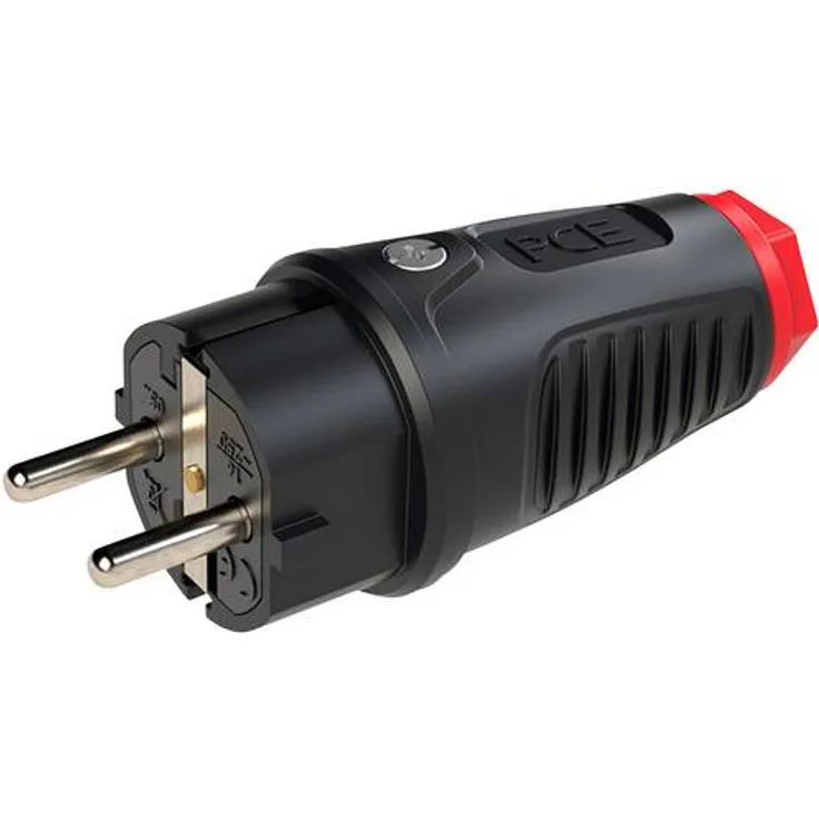 PCE 0512-sr Schutzkontaktstecker Vollgummi, Thermoplast 250V Schwarz, Rot IP54