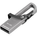 Hama 64GB USB-Stick USB2.0 Datenstick mit Karabiner (15 MB-s, Memory Stick besonders geeignet für Befestigung am Schlüsselbund oder Geldbeutel, Speicherstick, geeignet für Windows-MacBook) grau