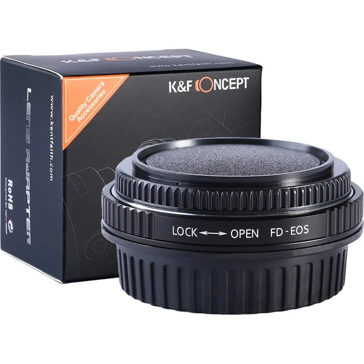 K&F Concept FD-EOS Objektivadapter Adapter Canon Objektiv Adapterring für Canon FD FL Objektiv an Canon EOS EF Kamera mit Korrekturfilter und Deckel
