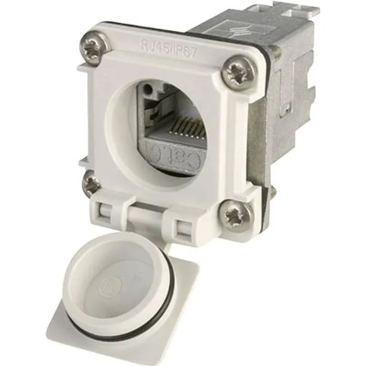 Telegärtner STX V6 RJ45-Flanschset Variante 6 Chassisbuchse, Einbau Pole: 8P8C J00020A0481 Lichtgrau J00020A0481 1St.
