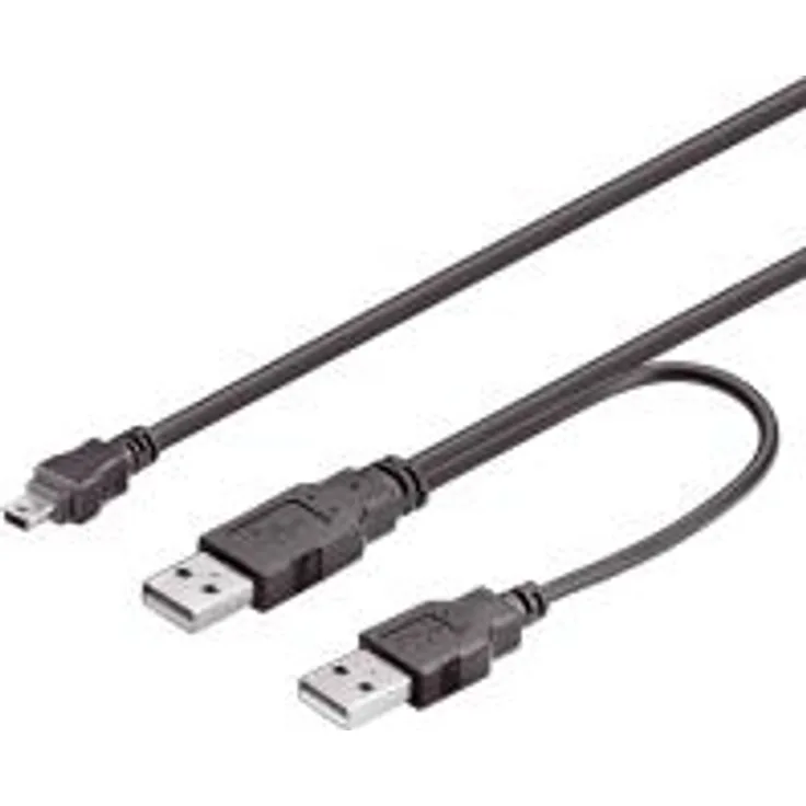 Good Connections Alcasa GOOD CONNECTIONS - Y-Kabel USB 2.0 - 2 x USB 2.0 Typ A (M) -> mini USB 2.0 Typ B (M) - 0.6 m - Schwarz (3310-06Y)