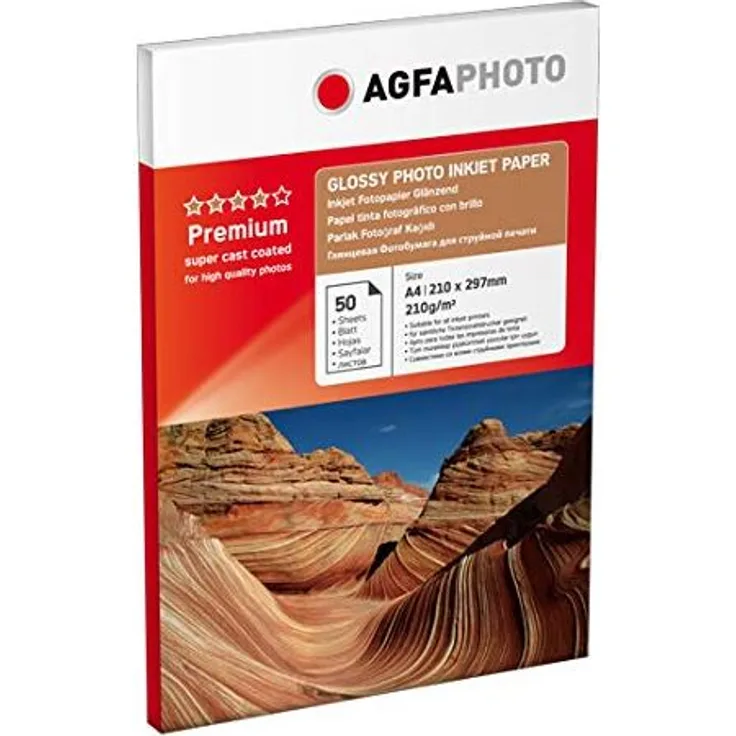 AgfaPhoto AP21050A4 Tintenstrahl-Fotopapier A4, 50 Blatt, 210gr