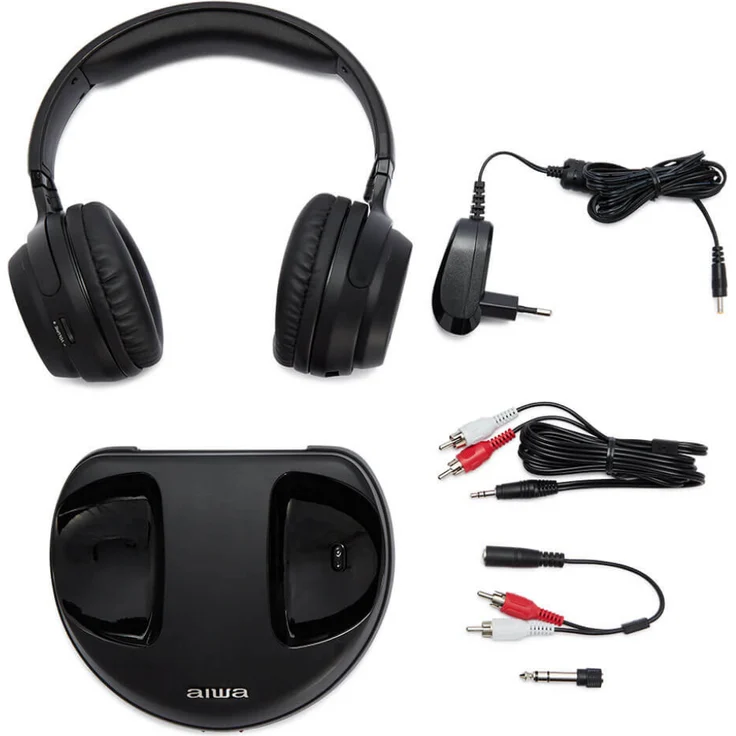 Aiwa WHF-880 Wireless Over-Ear-Kopfhörer, Drahtloser Sender mit PLL-Technologie, schwarz – Bild 8