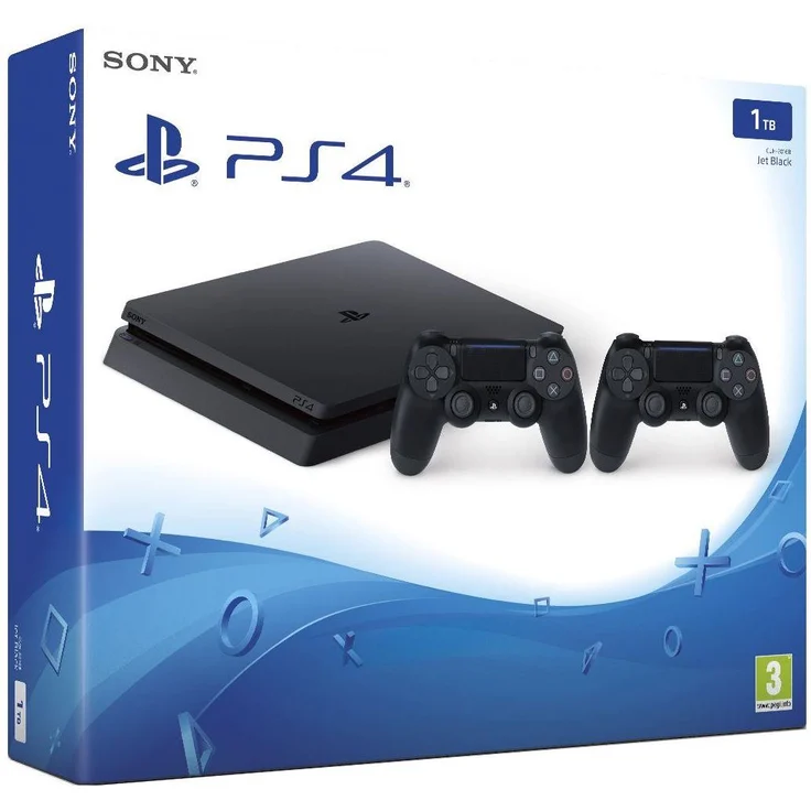 Sony PlayStation 4 Slim Jet Black 1TB inkl. 2. Controller – Bild 1