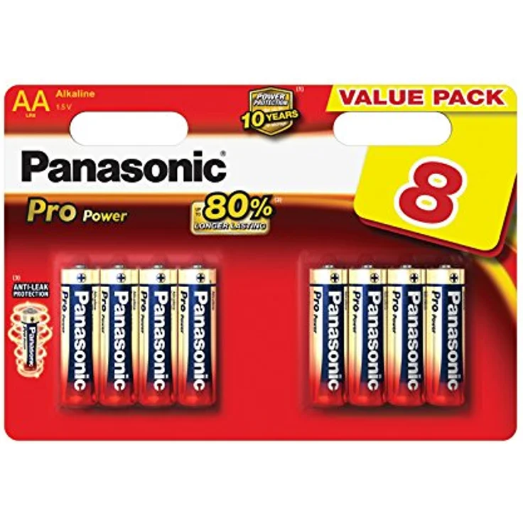 Panasonic Pro Power Alkali-Batterie, AA Mignon, 8er Pack, langanhaltende Energie für Geräte mit mittlerem bis hohem Energieverbrauch, Alkaline - Preisvergleich – Bild 1