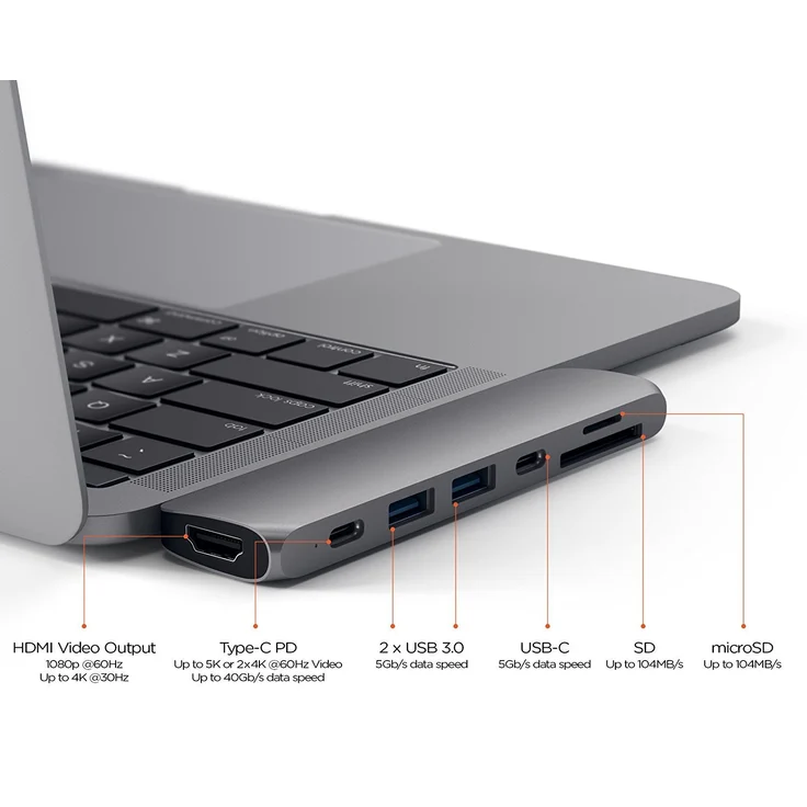 SATECHI Pro Hub Adapter - Kompatibel mit 2020/2019/2018/2017 MacBook Air, MacBook Pro und mehr – Bild 4
