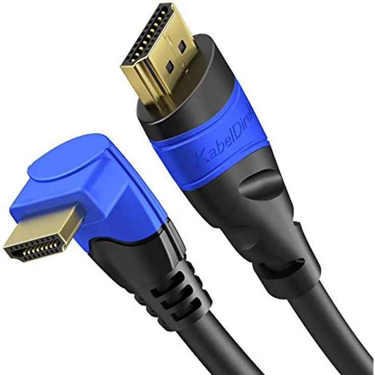 KabelDirekt - 4K HDMI Kabel - 1,5m - kompatibel mit (HDMI 2.0a-b 2.0, 1.4a, 90° Winkelkabel, 4K Ultra HD, 3D, Full HD, 1080p, HDR, ARC, Highspeed mit Ethernet, PS4, Xbox, HDTV) - TOP Series