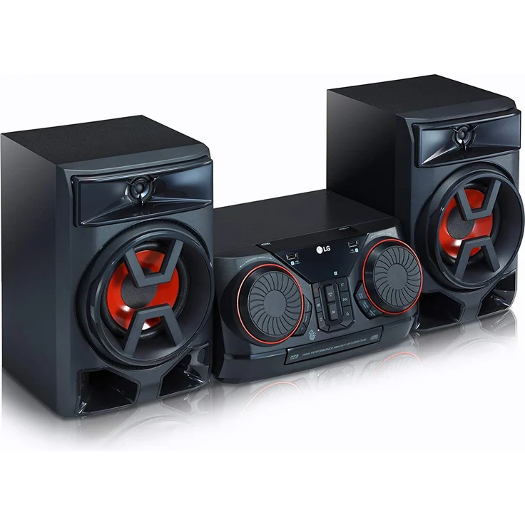 LG CK43 Mini HiFi System mit CD, Radio und USB Eingang Chrom-Schwarz-Rot – Bild 5