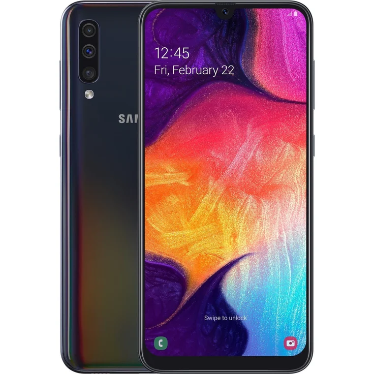 Samsung Galaxy A50 Smartphone 16,26cm (6,4 Zoll) Super AMOLED-Display, 128GB interner Speicher, 4GB RAM, Dual-SIM, Android, Black – Bild 1