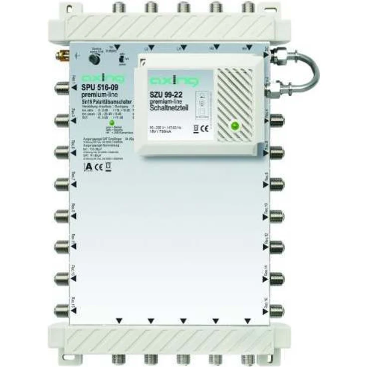 Axing SPU 516-09 SAT-Multischalter 16 Teilnehmer Premium-Line erweiterbar aktiv Quad-tauglich (5 x 16) – Bild 1