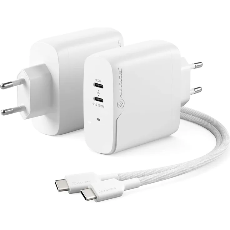 Alogic Ladegerät 63W 2 Port 2x USB-C weiß