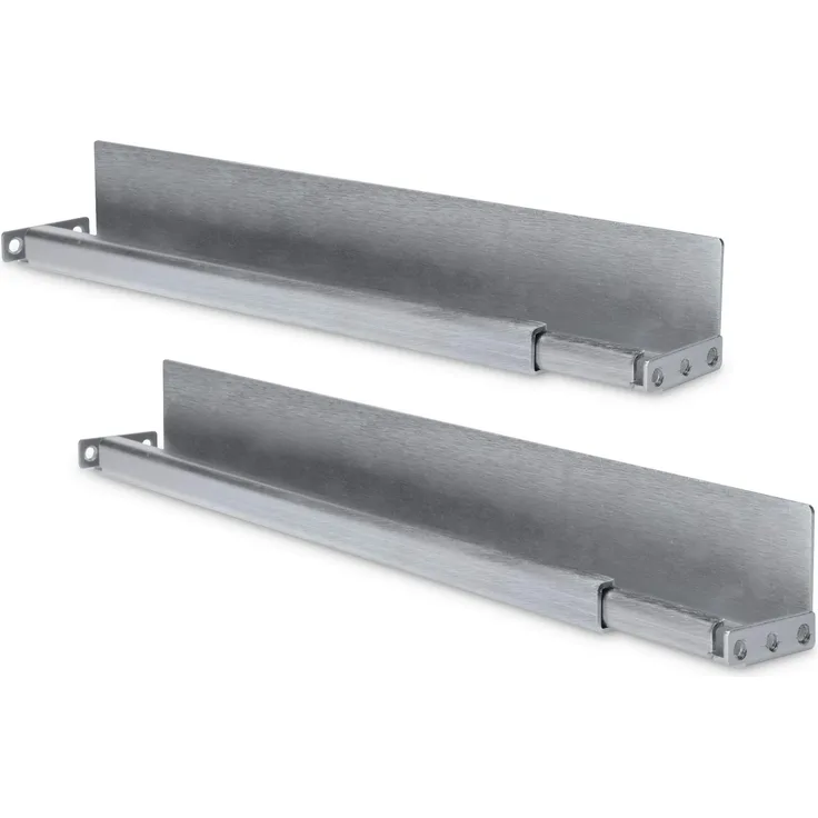 DIGITUS 1HE Gleitschienen für 19'' Netzwerkschränke, Variabele Tiefe von 35 bis 60 cm, L-Profil, 2mm starkes Stahlblech, Traglast 100 kg, Silber
