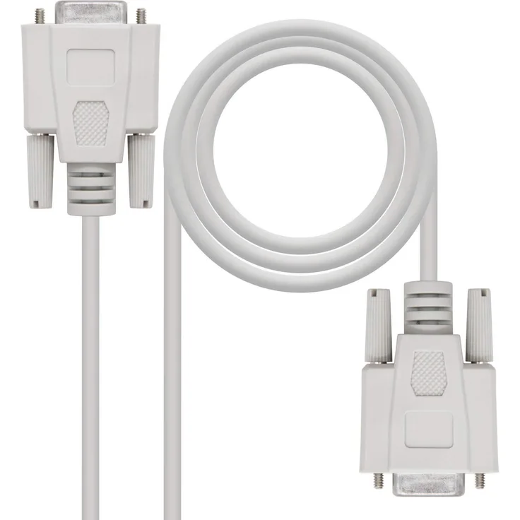 Nanocable 10.14.0602 - Serieller RS232 Kommunikationskabel, Nullmodem, DB9-H-DB9-H, Femelle-Femelle, Beige, 1.8 mts