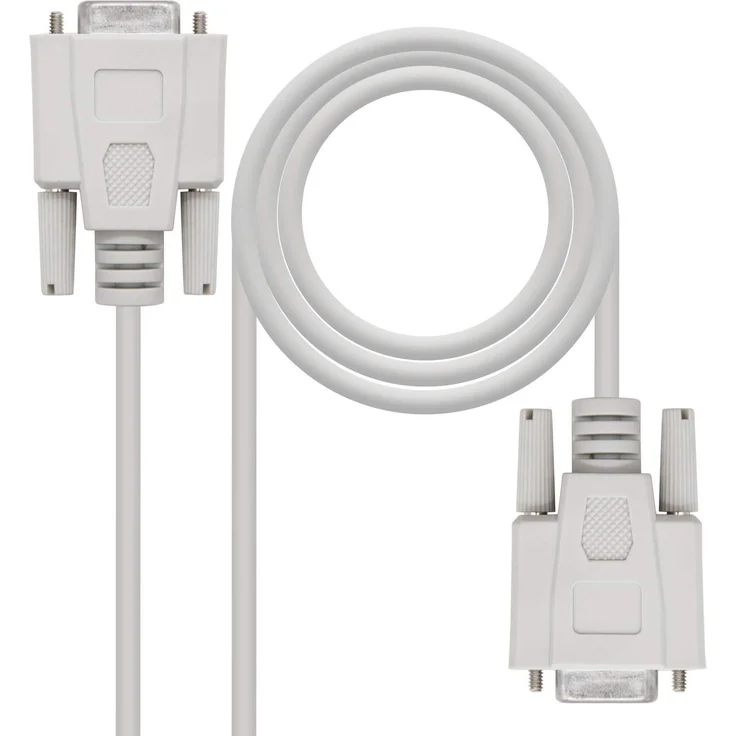 Nanocable 10.14.0602 - Serieller RS232 Kommunikationskabel, Nullmodem, DB9-H-DB9-H, Femelle-Femelle, Beige, 1.8 mts – Bild 1