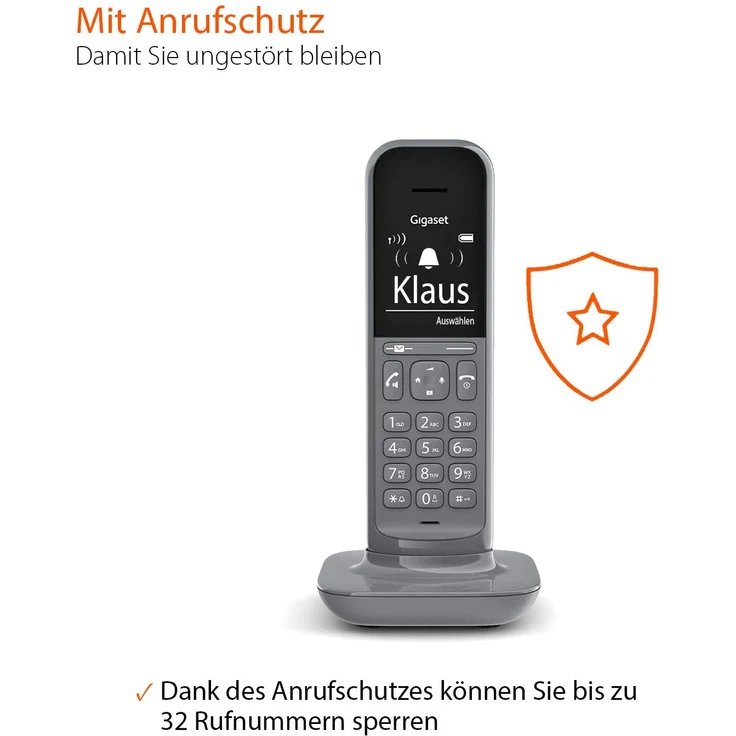 Gigaset CL390HX Universal Mobilteil, Design Telefon, geeignet für FRITZ!Box und HD Voice Freisprechfunktion, schnurloses DECT Telefon mit großem Grafik Display, Satellite Grey, VoIP-Telefon, grau – Bild 4
