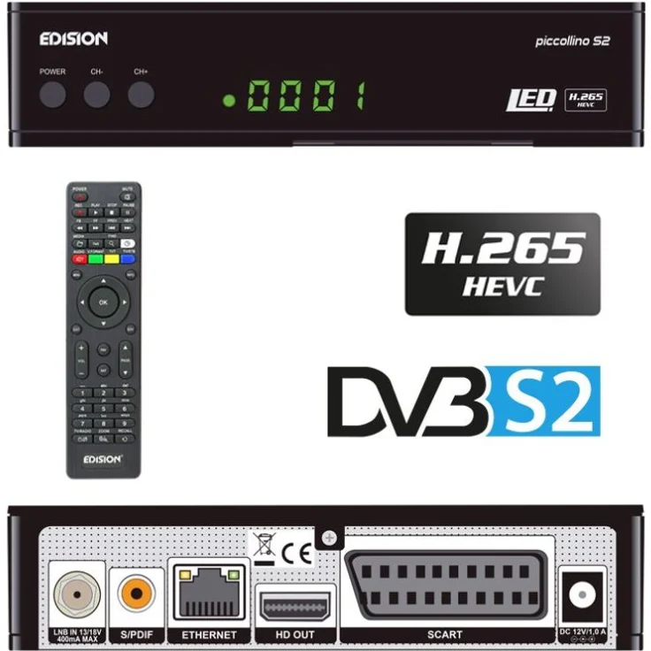 Edision Piccollino DVB-S2 Full HD Sat Receiver H.265/HEVC Kartenleser USB Schwarz – Bild 3