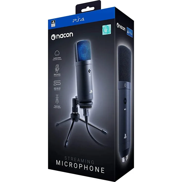 NACON Streaming Mikrofon für PS4, USB-Mikrofon mit Stativ