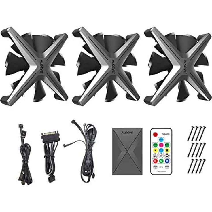 INTER-TECH AC Alseye X12 Kit Grey - RGB-Fan-Set bestehend aus drei 120mm RGB-Lueftern in rahmenloser X-Form (88885495)