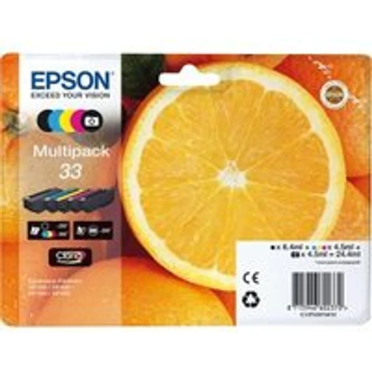 Epson Original 33 Tinte Orange (XP-530 XP-630 XP-635 XP-830 XP-540 XP-640 XP-645 XP-900 XP-7100) Multipack 5-farbig – Bild 1