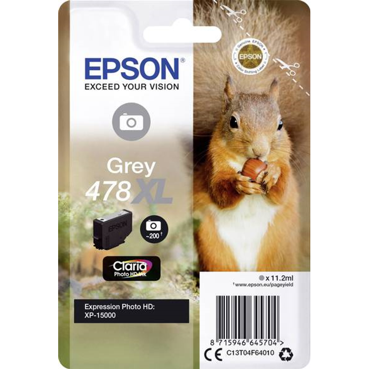 Epson 478XL - 11,2 ml - High Capacity - Grau - Original - Tintenpatrone - für Expression Photo XP-8500, XP-8500 Small-in-One (C13T04F64010)
