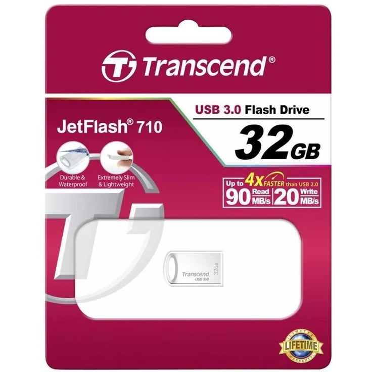 Transcend 32GB kleiner und kompakter USB-Stick 3.1 Gen 1 (für den Schlüsselanhänger) JetFlash silber TS32GJF710S – Bild 2