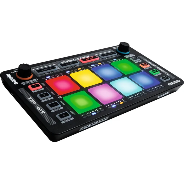 Reloop Neon ? Add-On USB DJ Controller mit anschlagdynamischen RGB-Performance-Drumpads, Plug and Play mit Serato DJ Pro, (schwarz)