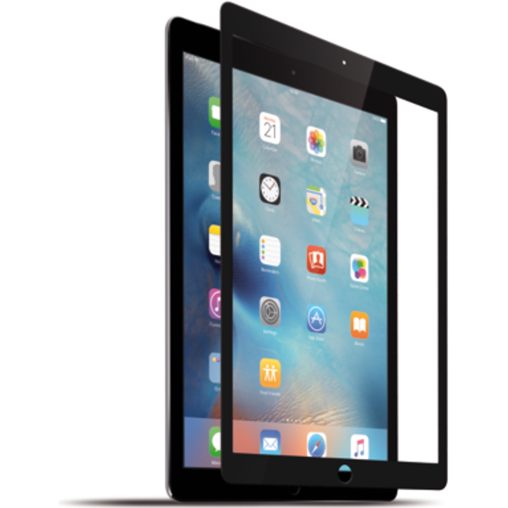 KMP Protective Tempered Glass Hartglas Displayschutz, iPad Air 2, Pro 9,7'', iPad 9,7'' 03-2017, frame black