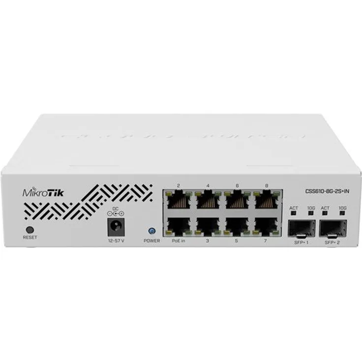 MikroTik CSS610-8G-2S+IN Cloud Smart Switch, 8x Gbit, 2x SFP+, 1HE Rackmount - Desktop Switche (CSS610-8G-2S+IN)