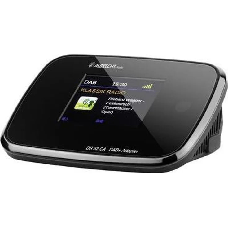 Albrecht DR52CA, 27254, Adapter zum Aufrüsten von HiFi-Anlagen und UKW-Radios zum digitalen DAB+ Empfang, mit Farbdisplay und Antenne, Farbe: Schwarz