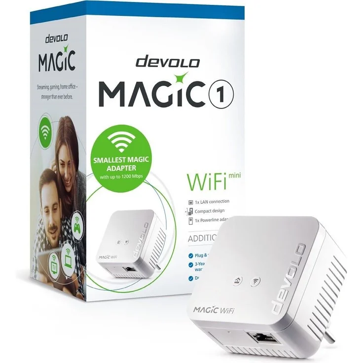 devolo Magic 1 WiFi Mini: Ergänzungsadapter für zuverlässiges WLAN einfach via Stromleitung durch Wände und Decken, Mesh, G.hn-Technologie, Gäste-WLAN, Schweizer Stecker – Bild 3