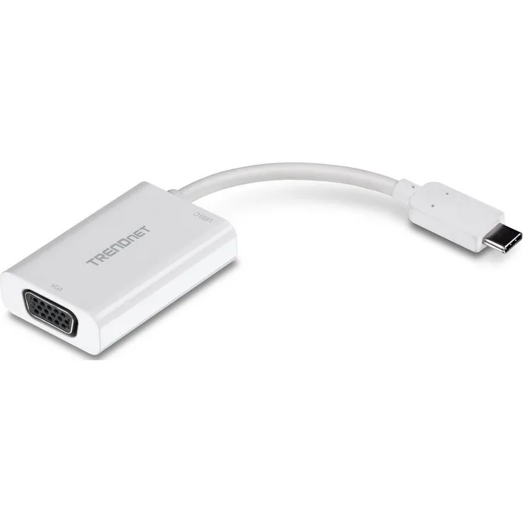 TRENDnet USB-C zu VGA Adapter mit Stromversorgung, Hochgeschwindigkeits USB-C Verbindung, USB-C Power Delivery (PD) konform, CHROME, WINDOWS 10, MAC, TUC-VGA2