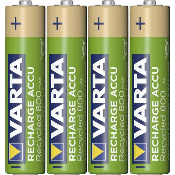 Varta Recharge Accu Recycled Ready-To-Use vorgeladener AAA Micro Ni-MH Akku (4er Pack, 800mAh, aus 11% recyceltem Material, wiederaufladbar ohne Memory Effekt) – Bild 1