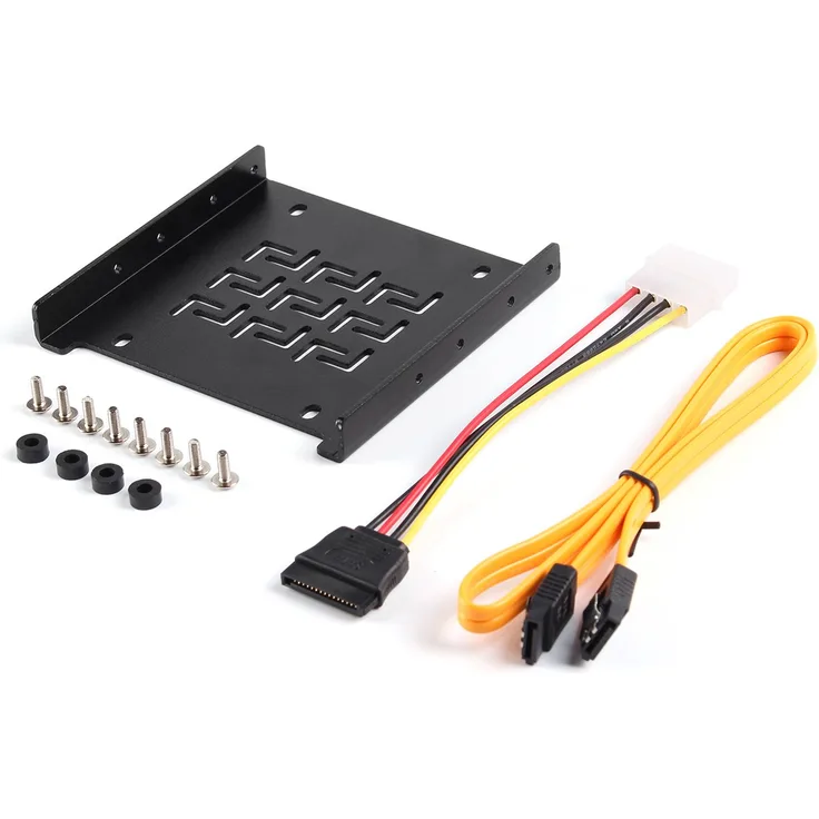 Salcar Einbaurahmen für 2,5'' Festplatten / SSD auf 3,5'' Adapter Wechselrahmen, Montagerahmen Halterung Schienen inkl. Schrauben SATA Kabel