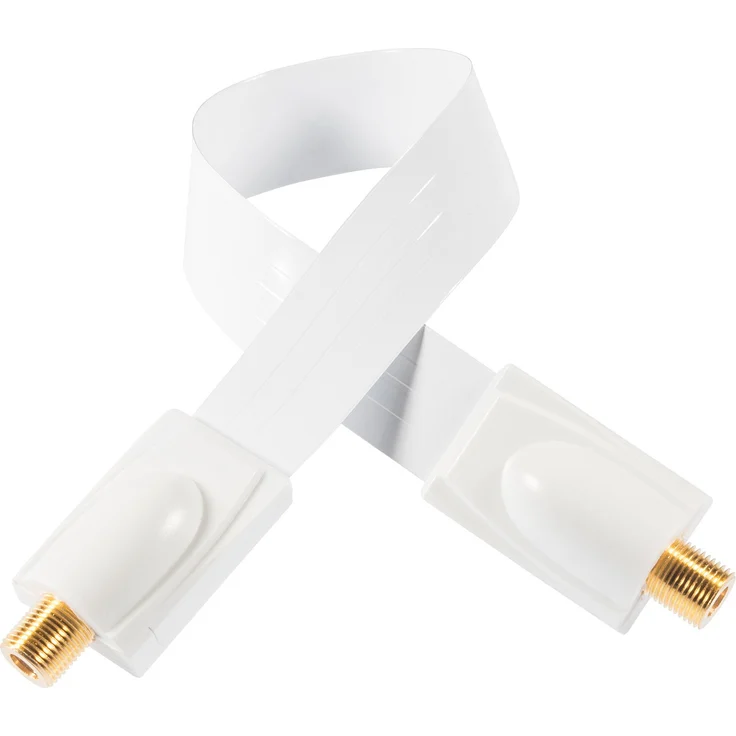 Poppstar 1x 28cm SAT Fensterdurchführung, Türdurchführung für Koax Kabel Kupplung (F-Stecker), sehr flach (0,2mm) für Fenster und Türen, vergoldete Kontakte, weiß – Bild 1