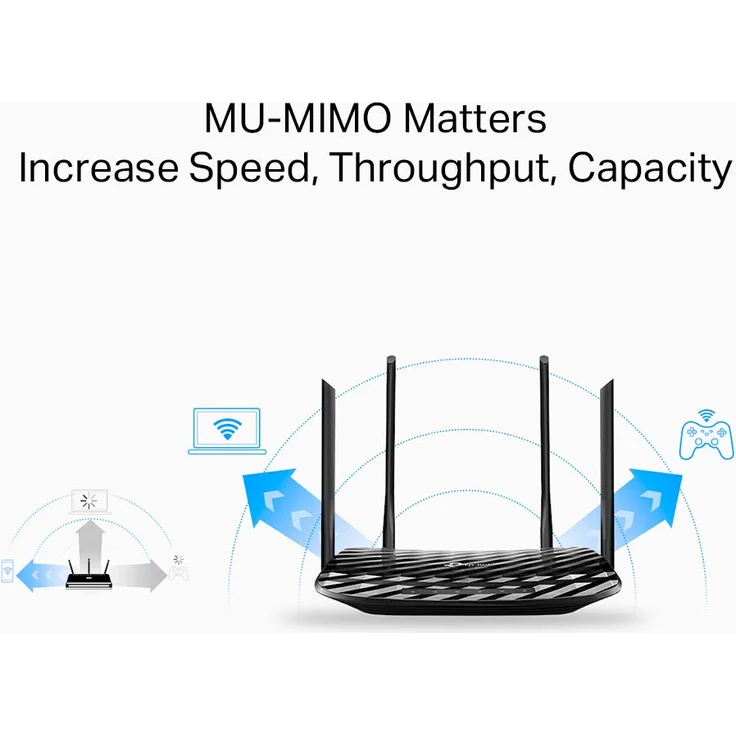 TP-Link Archer C6 Dualband Gigabit WLAN-Router (867Mbit-s 5GHz + 300Mbit-s 2,4GHz, 4 Gigabit LAN-Port, Mu-MIMO, IPTV, VPN, 4 externe Antennen) schwarz – Bild 6