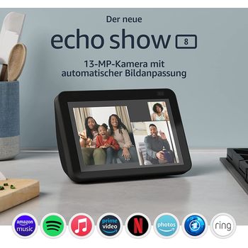 Amazon.co.jp: Echo Show 8 (エコーショー8) スクリーン付きスマートスピーカー with Alexa、チャコール +  ウックス(Woox) 超小型カメラ : Amazonデバイス・アクセサリ