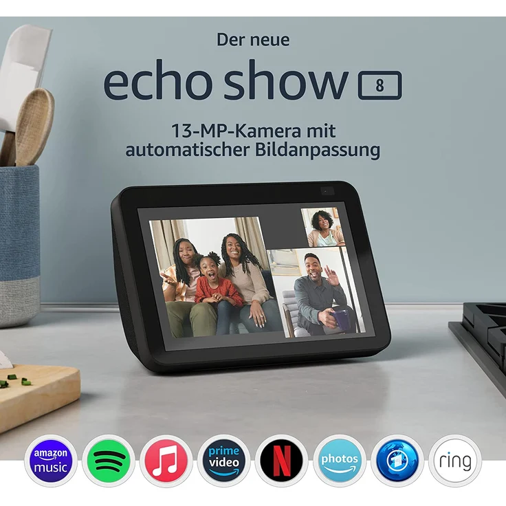 Amazon Echo Show 8 (2. Generation, 2021), HD-Smart Display mit Alexa und 13-MP-Kamera, Anthrazit – Bild 2