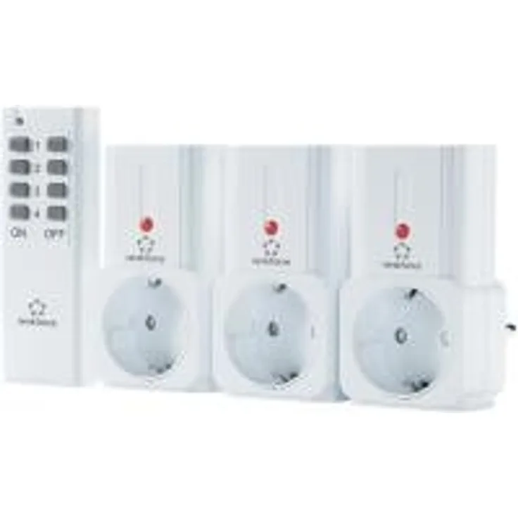 Renkforce Funk-Schalter-Set Zwischenstecker 4teilig Reichweite max. (im Freifeld) 30 m Innenbereich weiß