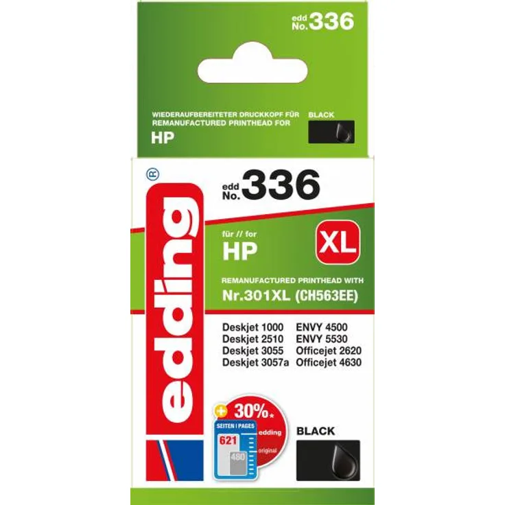 edding Tintenpatrone EDD-336 ersetzt HP 301XL (CH563EE) - Schwarz - 21ml