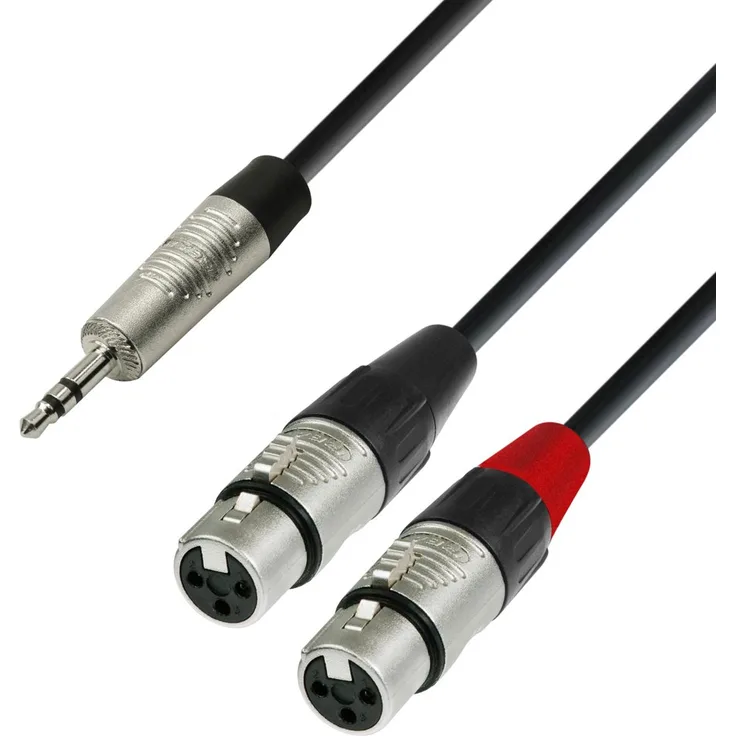 Adam Hall 4 Star Series Rean Instrumentenkabel (1,8 m, 3,5 mm Klinke auf 2 x XLR weiblich)