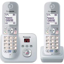 Image for Panasonic KX-TG6822GS Duo DECT Schnurlostelefon mit Anrufbeantworter (strahlungsarm, Eco-Modus, GAP Telefon, Festnetz, Anrufsperre)