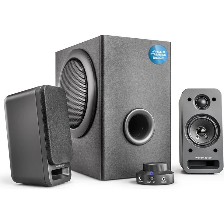 Wavemaster MX3+ BT 2.1 Lautsprecher System (50 Watt) mit Bluetooth-Streaming Aktiv-Boxen für TV-Tablet-Smartphone-PC schwarz (66506) – Bild 1