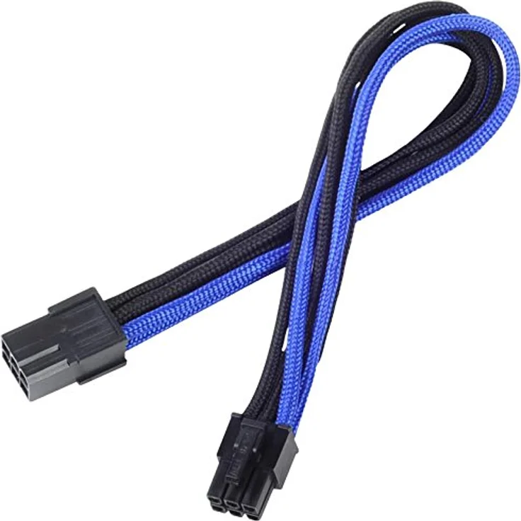 SilverStone PP07 - Spannungsversorgungs-Verlängerungskabel - PCI-Express-Stromversorgung, 6-polig (M) - PCI-Express-Stromversorgung, 6-polig (W) - 25cm - Schwarz/Blau (SST-PP07-IDE6BA) - Preisvergleich – Bild 1