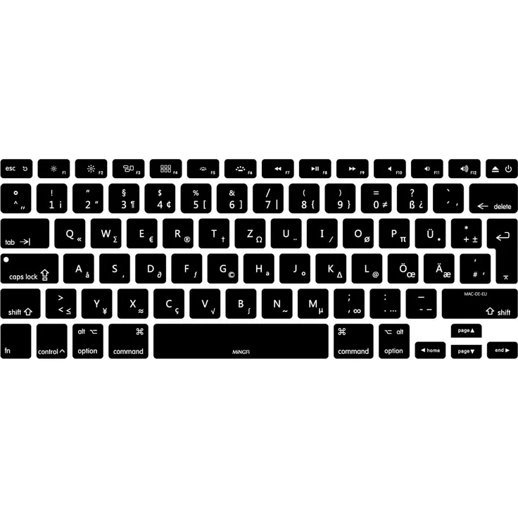 MiNGFi Deutsche Tastatur Silikon Schutz Abdeckung QWERTZ für MacBook Pro 13, 15, 17 Air 13 Zoll EU Keyboard Layout Silicone Cover - Schwarz