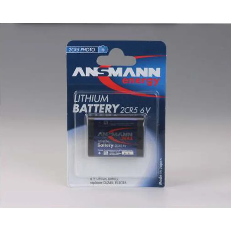 ANSMANN Lithium Batterie 2CR5 - 6V Li Fotobatterie mit langer Haltbarkeit - Unempfindlich gegen Extremtemperaturen - Ideal für Kameras, LED-Taschenlampen, Sensor-Wasserhahn und WaschtischarmaturLithium Photobatterie 2CR5