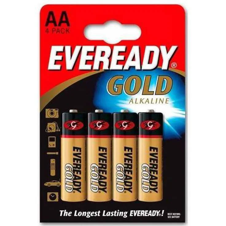Energizer 635267 Batterie Eveready Gold Alkaline AA Mignon-LR6, 4er-Packung chrom