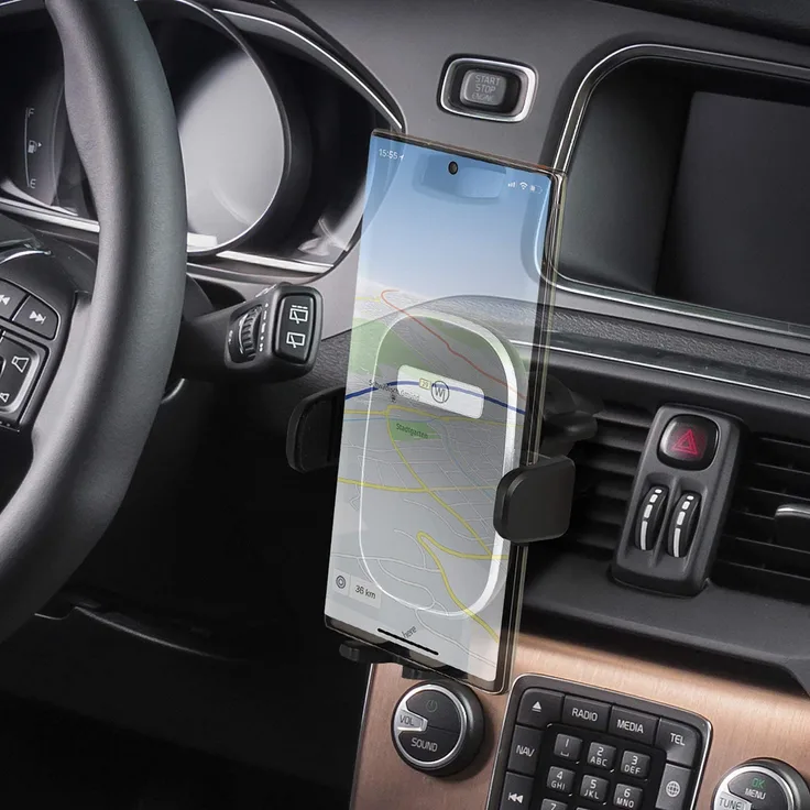 Wicked Chili Auto Handy Halterung für Lüftung kompatibel mit iPhone 12 Pro Max, 12 Pro, 12 Mini, 12, SE 2020, 8 Plus, 7 Plus, 6S und Geräte bis 90mm Breite (4.7-6.7 Zoll, höhenverstellbar) schwarz